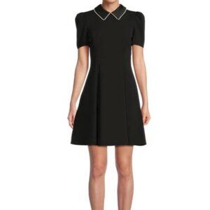 Karl Lagerfeld Women's Black Pearl Embellished-Collar Mini Dress